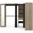 ID MARKET - Dressing extensible d'angle MARLON 230 x 140 x 180 cm cm hêtre avec penderies + étagères + miroir + rideaux noirs - vignette