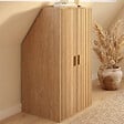 ID MARKET - Armoire sous pente 2 portes JULIETTE  60 x 50 x 70/110 cm effet lattes tasseau bois coloris chêne - vignette
