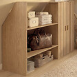 ID MARKET - Armoire sous pente 2 portes JULIETTE  60 x 50 x 70/110 cm effet lattes tasseau bois coloris chêne - vignette