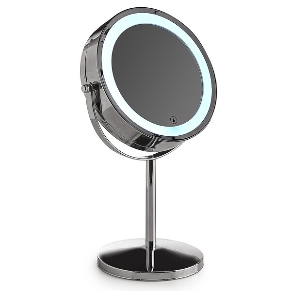 KIAMAMI VALENTINA - Miroir Grossissant Double Face 5X Avec Éclairage Led Chromé | Gemma - large