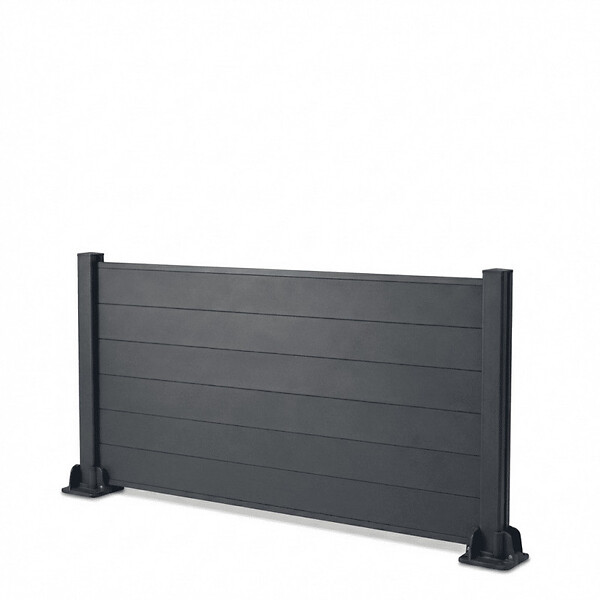 EASY CLOTURE - Kit clôture composite et aluminium sur platine L18m x H1m gris anthracite - large