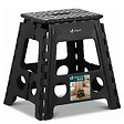 VOUNOT - Tabouret pliant antiderapant 39x32x40 cm plastique noir - vignette