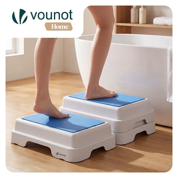 VOUNOT - Marche pied antiderapant salle de bain empilable 43x33x11cm PP EVA bleu - large