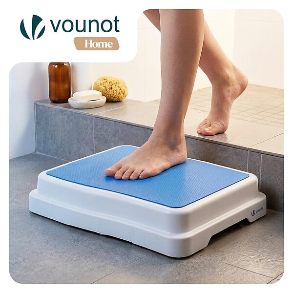 VOUNOT - Marche pied antiderapant salle de bain empilable 50x40x10cm PP EVA bleu - large