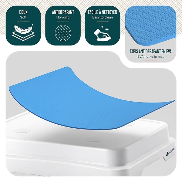 VOUNOT - Marche pied antiderapant salle de bain empilable 50x40x10cm PP EVA bleu - large