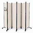 VOUNOT - Paravent interieur separateur avec roue 6 panneaux autoportant pliable 340 x 30 x 171 cm Beige - vignette