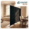 VOUNOT - Paravent interieur separateur 4 panneaux autoportant pliable 228 x 30 x 164 cm Anthracite - vignette
