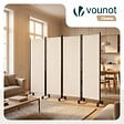 VOUNOT - Paravent interieur separateur avec roue 4 panneaux autoportant pliable 228x 30 x 171 cm Beige - vignette