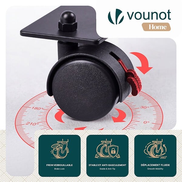 VOUNOT - Paravent interieur separateur avec roue 4 panneaux autoportant pliable 228x 30 x 171 cm Beige - large