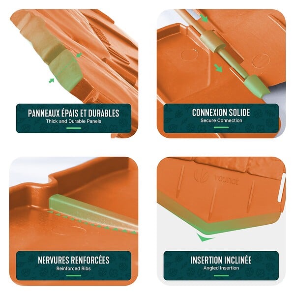 VOUNOT - Lot de 140 pcs Bordure de jardin imitation pierre facile a installer 21.4m terracotta - large