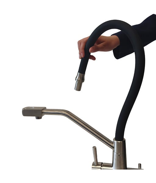 APIC - Robinet mitigeur 3 voies inox avec douchette 360° Urbino - Eau filtrée - large