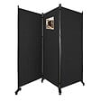 VOUNOT - Paravent interieur separateur avec roue 3 panneaux autoportant pliable 262 x 30 x 180 cm Anthracite - vignette