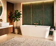 OTITEC - Baignoire ilot avec vidage - 150 x 75 cm - Blanc brillant avec bonde doré brossé - MIRABELLE - vignette