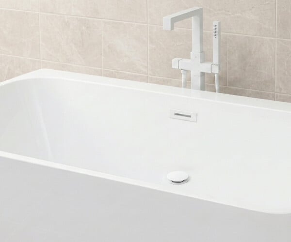 OTITEC - Baignoire ilot avec vidage - 150 x 75 cm - Blanc brillant avec bonde blanche - MIRABELLE - large