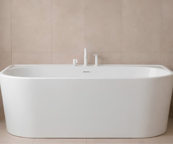OTITEC - Baignoire ilot avec vidage - 170 x 75 cm - Blanc brillant avec bonde blanche - OLIVIA - large