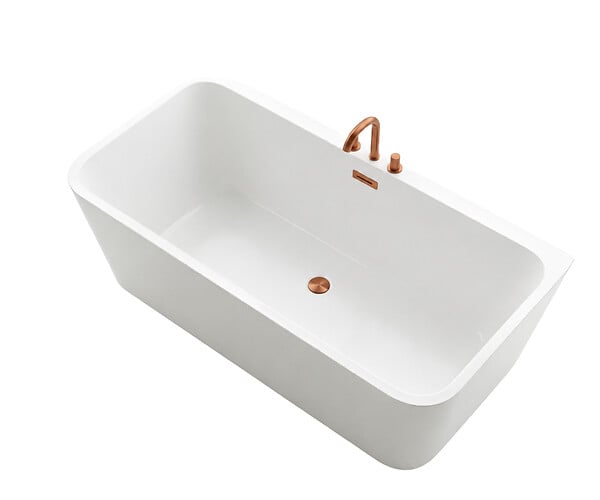 OTITEC - Baignoire ilot avec vidage - 170 x 75 cm - Blanc brillant avec bonde cuivre - MIRABELLE - large