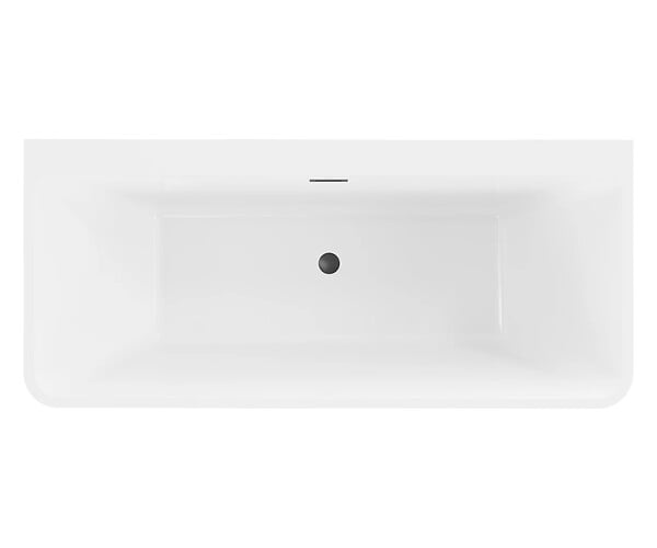 OTITEC - Baignoire ilot avec vidage - 150 x 75 cm - Blanc brillant avec bonde noire - MIRABELLE - large