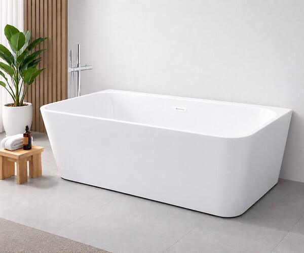 OTITEC - Baignoire ilot avec vidage - 170 x 75 cm - Blanc brillant avec bonde blanche - MIRABELLE - large