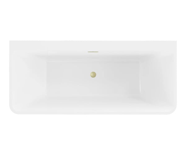 OTITEC - Baignoire ilot avec vidage - 160 x 75 cm - Blanc brillant avec bonde doré brossé - MIRABELLE - large