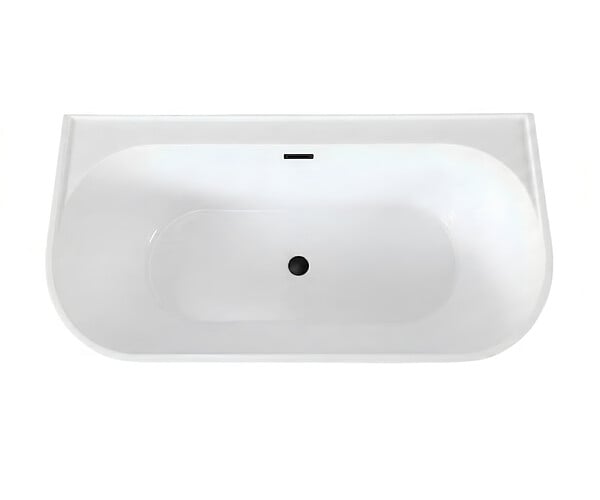 OTITEC - Baignoire ilot avec vidage - 170 x 75 cm - Blanc brillant avec bonde noire - OLIVIA - large