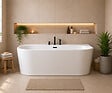 OTITEC - Baignoire ilot avec vidage - 170 x 75 cm - Blanc brillant avec bonde noire - OLIVIA - vignette