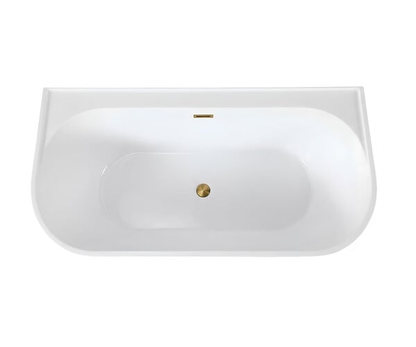 OTITEC - Baignoire ilot avec vidage - 170 x 75 cm - Blanc brillant avec bonde doré brossé - OLIVIA - large