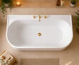 OTITEC - Baignoire ilot avec vidage - 170 x 75 cm - Blanc brillant avec bonde doré brossé - OLIVIA - vignette