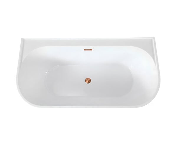 OTITEC - Baignoire ilot avec vidage - 170 x 75 cm - Blanc brillant avec bonde cuivre - OLIVIA - large