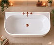 OTITEC - Baignoire ilot avec vidage - 170 x 75 cm - Blanc brillant avec bonde cuivre - OLIVIA - vignette