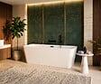 OTITEC - Baignoire ilot avec vidage - 160 x 75 cm - Blanc brillant avec bonde noire - MIRABELLE - vignette