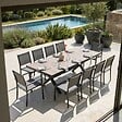 OVIALA - Table extensible aluminium et céramique avec 10 chaises - Tivoli - vignette