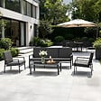 CONCEPT USINE - Salon de jardin 5 places en aluminium gris foncé HOBART - vignette