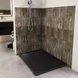 AURLANE - Receveur en Acrylique Noir 80x120x4 cm - Grille Linéaire Noire - WHITENESS II - vignette