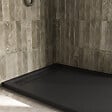 AURLANE - Receveur en Acrylique Noir 80x120x4 cm - Grille Linéaire Noire - WHITENESS II - vignette