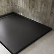 AURLANE - Receveur en Acrylique Noir 80x120x4 cm - Grille Linéaire Noire - WHITENESS II - vignette