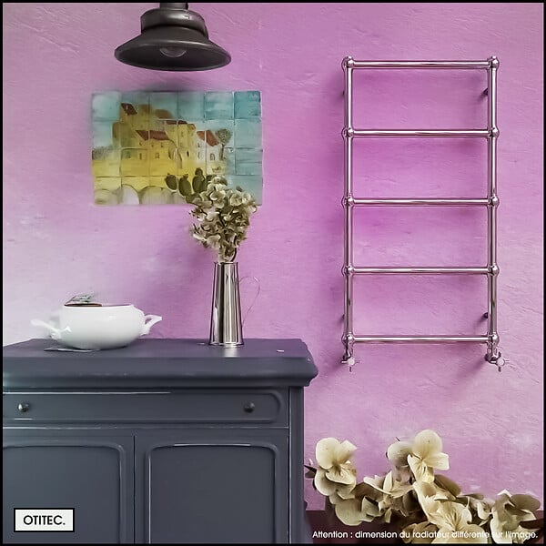 OTITEC - Sèche-serviettes électrique - Avec thermostat connecté - WEMA - 150 x 53 cm - Chrome - 600W - large