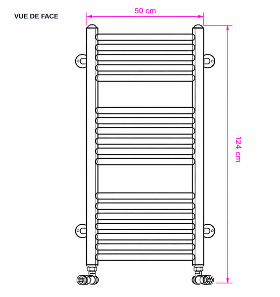 OTITEC - Sèche-serviettes électrique – 124 x 50 cm – Doré – 300W - Avec thermostat connecté - CHARLI - large