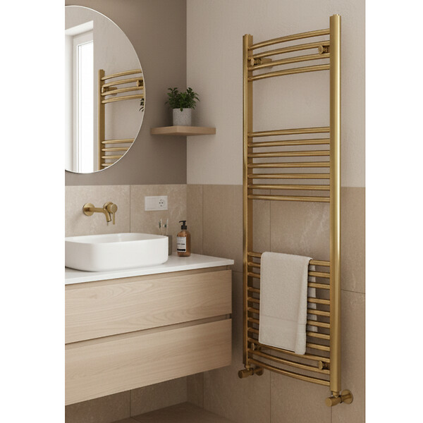 OTITEC - Sèche-serviettes électrique – 100 x 50 cm – Doré - 600W - Avec thermostat connecté - ELEGANT - large