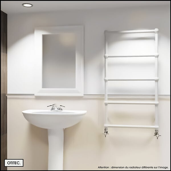 OTITEC - Sèche-serviettes électrique - Avec thermostat connecté - WEMA - 100 x 53 cm - Blanc - 700W - large