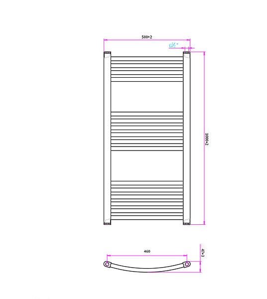 OTITEC - Sèche-serviettes électrique – 100 x 50 cm – Doré - 400W - Avec thermostat connecté - ELEGANT - large