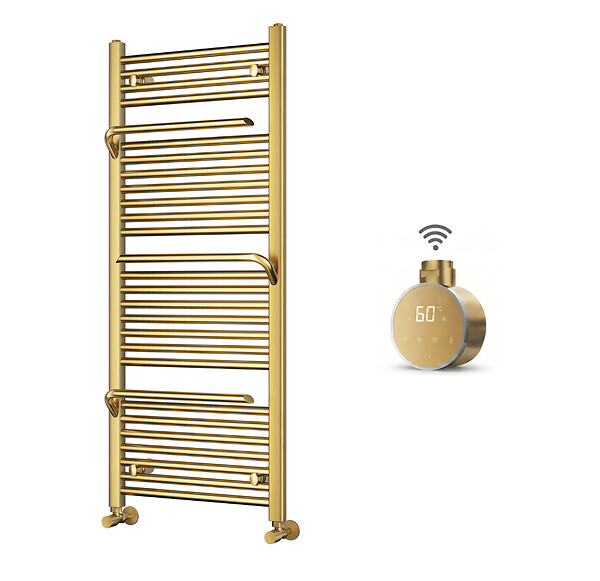 OTITEC - Sèche-serviettes électrique – 120 x 50 cm – Doré – 600W - Avec thermostat connecté - SUDO - large
