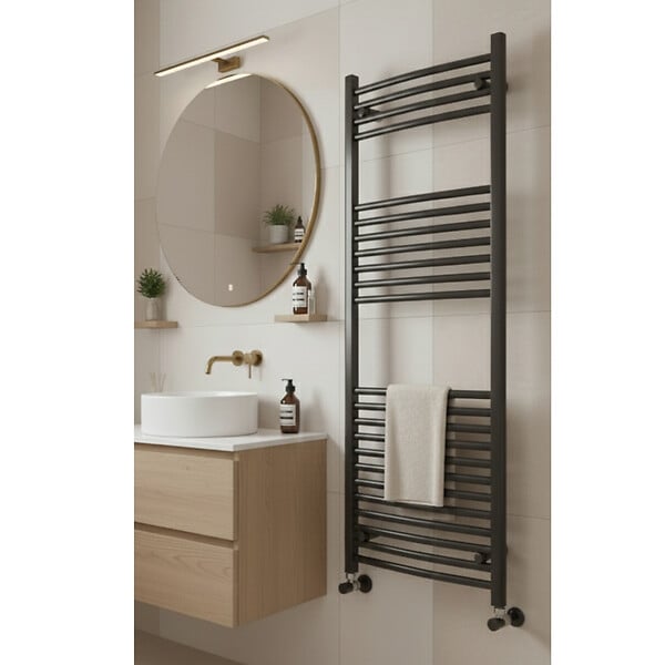 OTITEC - Sèche-serviettes électrique – 120 x 50 cm – Noir – 400W - Avec thermostat connecté - ELEGANT - large