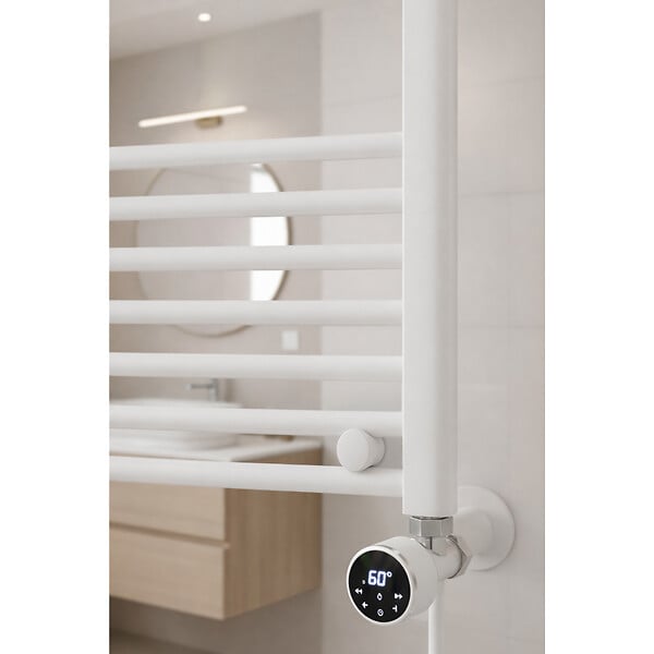 OTITEC - Sèche-serviettes électrique – 120 x 50 cm – Blanc – 400W - Avec thermostat connecté - ELEGANT - large