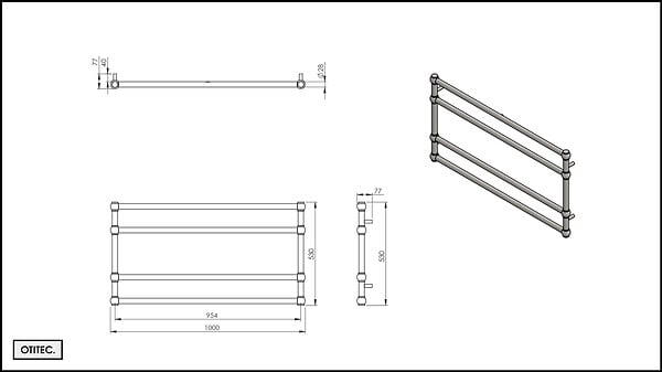 OTITEC - Sèche-serviettes électrique - Avec thermostat connecté - WAME - 100 x 53 cm - Laiton Brossé - 400W - large