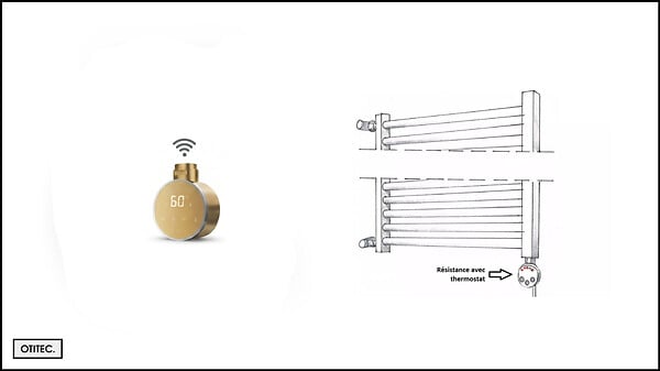 OTITEC - Sèche-serviettes électrique – 124 x 50 cm – Doré – 700W - Avec thermostat connecté - CHARLI - large