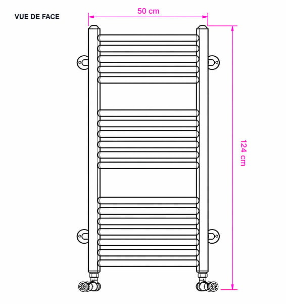 OTITEC - Sèche-serviettes électrique – 124 x 50 cm – Doré – 600W - Avec thermostat connecté - CHARLI - large