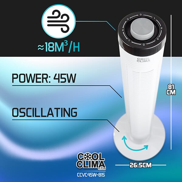 COOL CLIMA - VENTILATEUR COLONNE - COOL CLIMA - CCVC45W-815 - large
