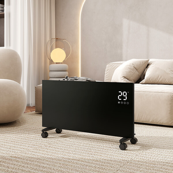 AICA SANITAIRE - Radiateur mobile et mural 70mm NDJ1 - Noir - 1000W - large