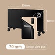 AICA SANITAIRE - Radiateur mobile et mural 70mm NDJ1 - Noir - 2000W - vignette