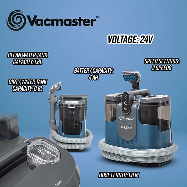 VACMASTER - Aspirateur - nettoyeur de tapis et tissus rechargeable 24V - 15 Kpa - large
